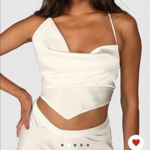 Jagger and Stone Leigh lace up top ivory